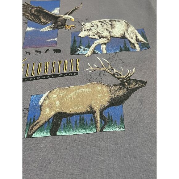 Vintage 1994 Yellowstone T Shirt Unisex Mens M 40” Moose Elk Bear Wolf Eagle - Picture 9 of 16